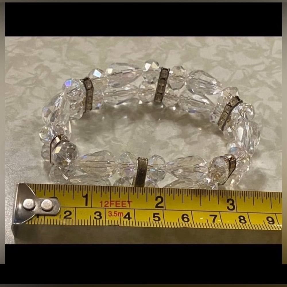 Vintage Crystal Aurora Borealis Rhinestone Bead Bracelet #7304☝️BEST PRICE - Picture 7 of 9
